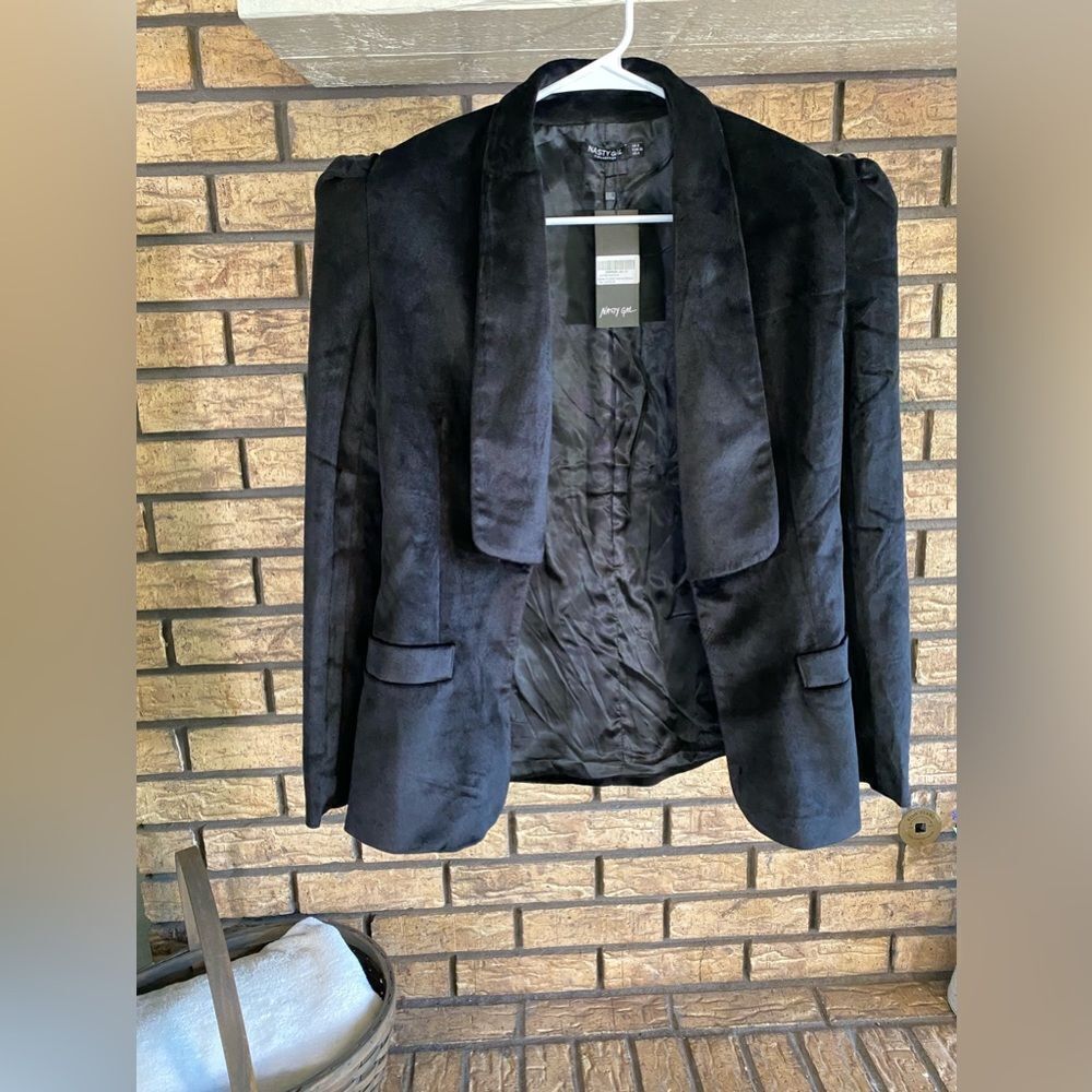 Nasty Gal black velvety blazer new with tags nwt